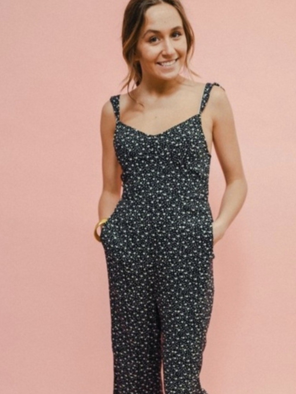saltwater LUXE Black Floral Tie-Strap Jumpsuit